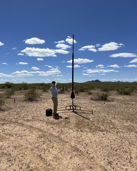 ION 3.1 standing on the rail in the desert before flight